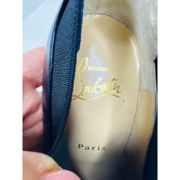 Christian Louboutin Toot Couverte 100 Black Elasticized Leather Booties EU 36.5 - Picture 5 of 11
